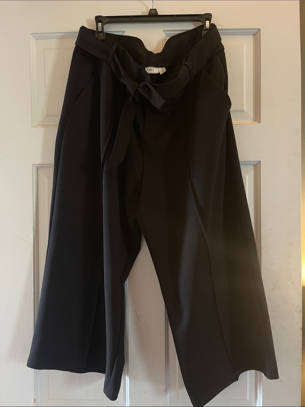 Cato Black Paperbag Waist Wide Leg Pants with Tie Belt